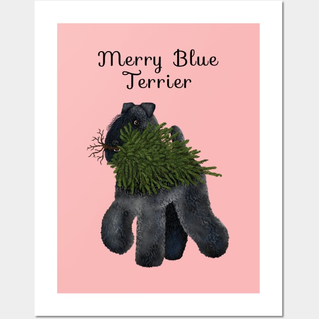 Merry Blue Terrier (Pink Background) Wall Art by illucalliart